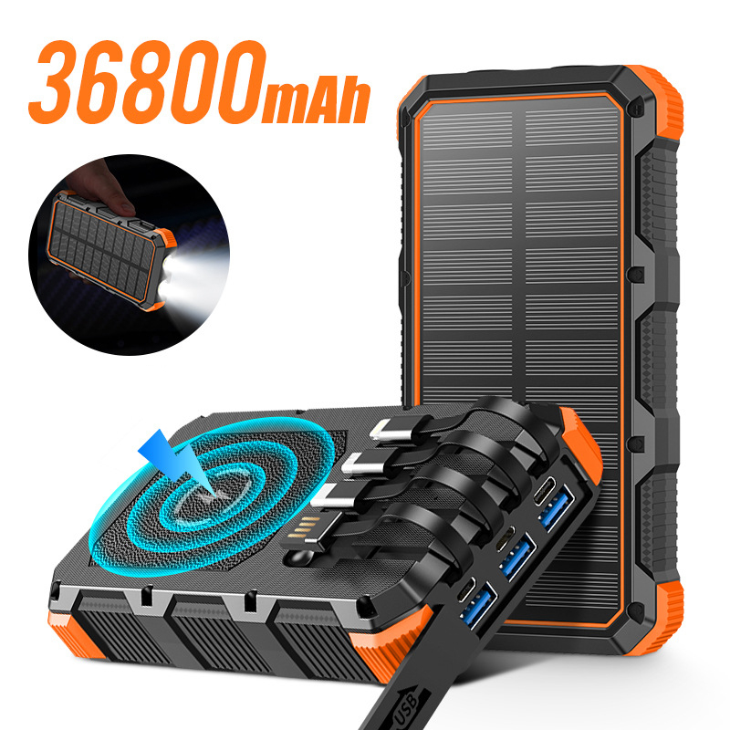Solar Charger Panel Foldable - Solar Power Bank 36800mAh mit Kabel