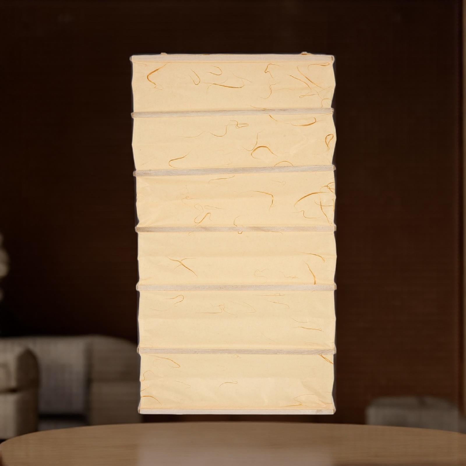 Sustainable Living Is - Rechteckiger Faltbarer Papierlampenschirm mit Nachhaltigem Bambusrahmen,