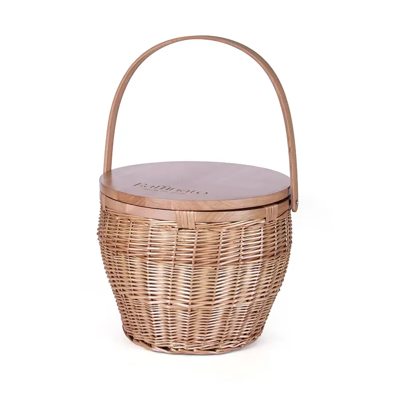 Sustainable Living Is - Maßgefertigter Handgemachter Großer Künstlicher Rattan-Picknickkorb mit