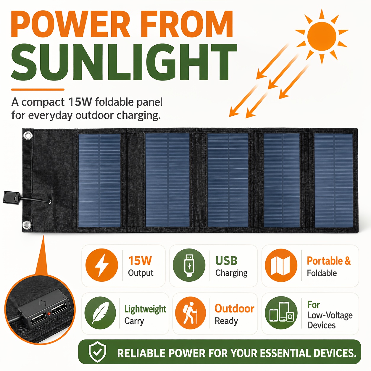 1 15W faltbares, tragbares Sol – Solar Charger Panel Foldable Bewertung und Preis
